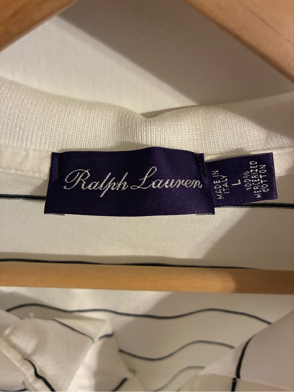 Ralph Lauren Purple Label White Striped Polo Shirt - Picture 3 of 5